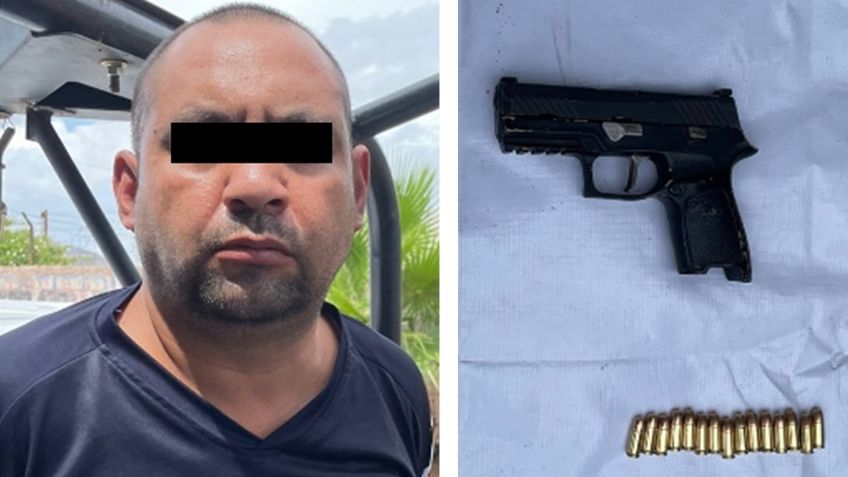 Detienen a presunto sicario en calles de Guaymas; llevaba un arma de fuego cargada