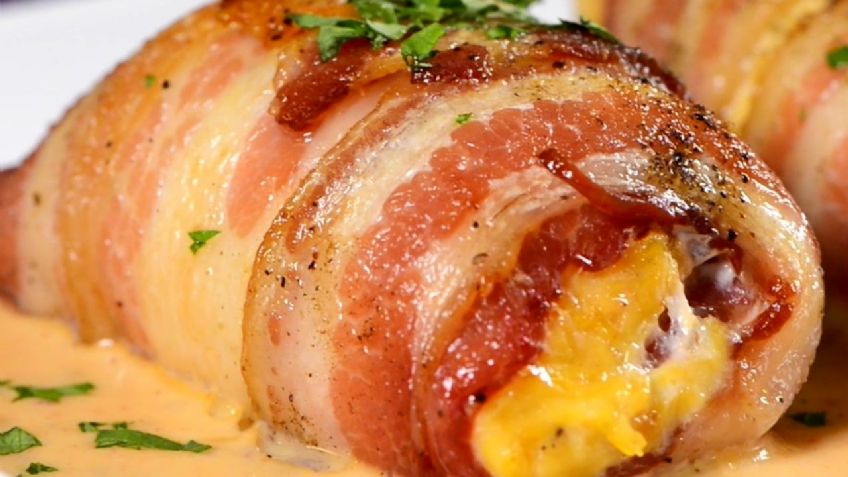 ¡Delicioso manjar! Goza de estas exquisitas pechugas de pollo rellenas de queso crema y jamón