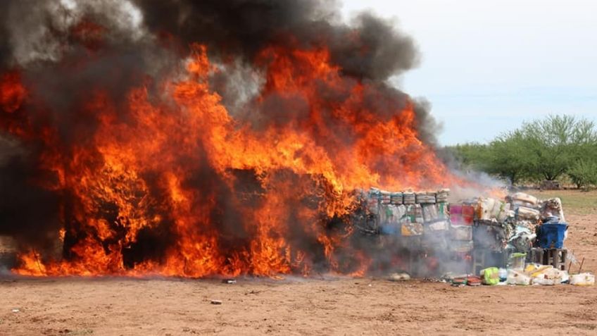 Golpe al narco en Sonora: Incineran casi 5 toneladas de drogas y 684 litros de sustancias