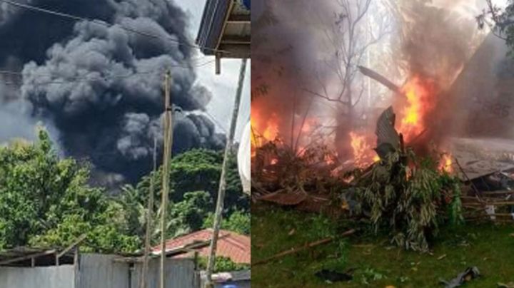 FUERTE VIDEO: ¡Tragedia en Filipinas! Avión militar se estrella en isla y mueren al menos 45 personas