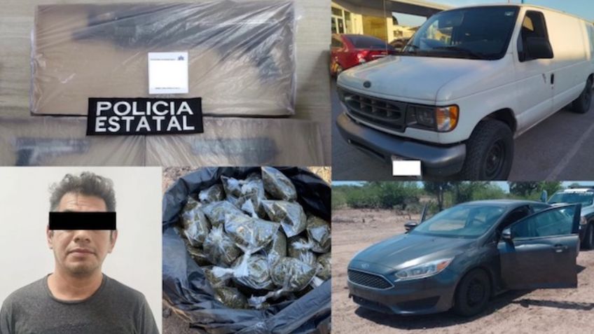 Aseguran en Navojoa droga, armas de fuego y autos robados; hay una persona detenida