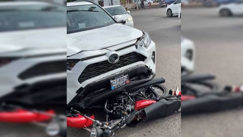 Cajeme: Motociclista resulta lesionado al ser embestido por camioneta en el Centro