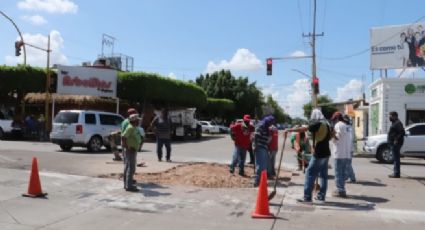 Cajeme: Ayuntamiento repara nueva falla en el crucero de la Tabasco y Guerrero