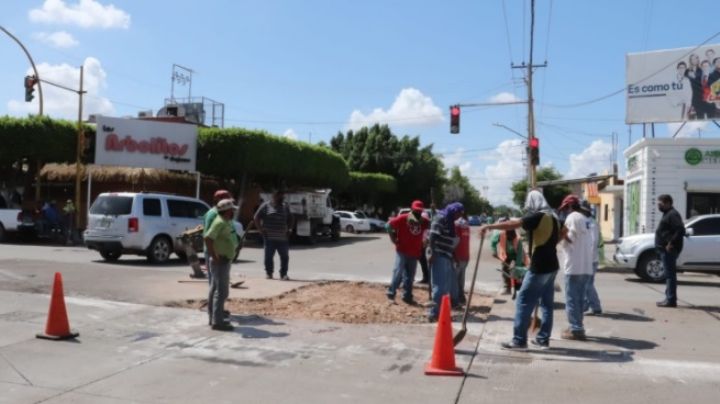 Cajeme: Ayuntamiento repara nueva falla en el crucero de la Tabasco y Guerrero