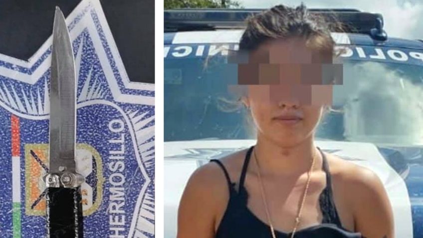 Arrestan a mujer de 18 años en calles de Hermosillo; portaba un afilado cuchillo
