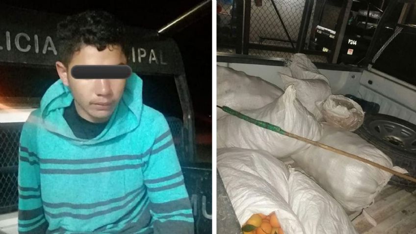 Tras sorprenderlo robando naranjas, arrestan a Brayan 'N' en el poblado Miguel Alemán