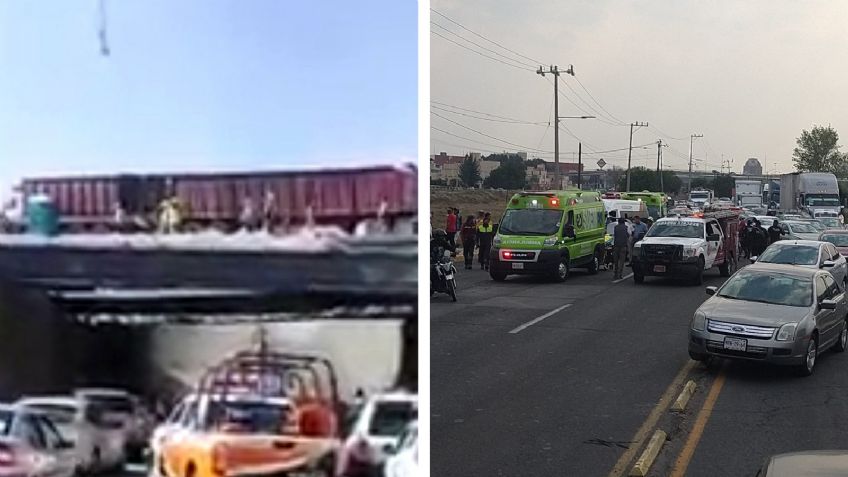 VIDEO: Se desploma parte de puente vehicular en carretera México-Pachuca y desata caos
