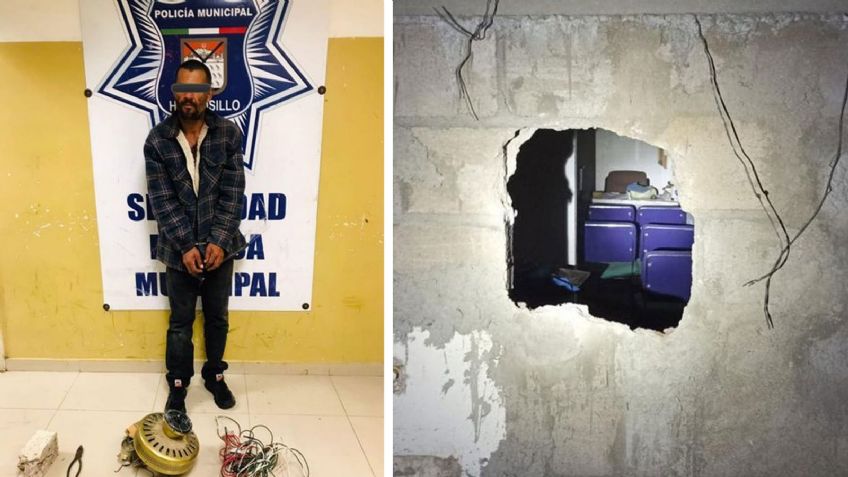 Tras hacer boquete en vivienda para robar, detienen a Arturo en Hermosillo