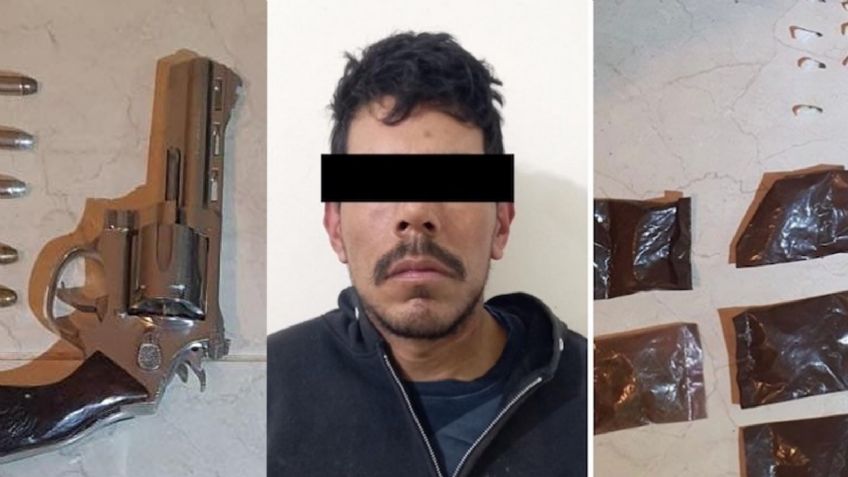 Detienen a sujeto armado con revólver en Sonora; llevaba 17 envoltorios de drogas