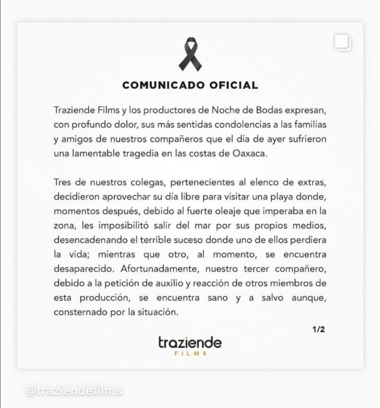 Confirman muerte de actores en Oaxaca. Foto: Instagram