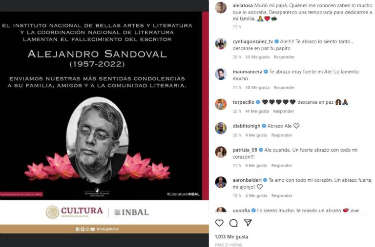 Alejandra anuncia la muerte de su padre