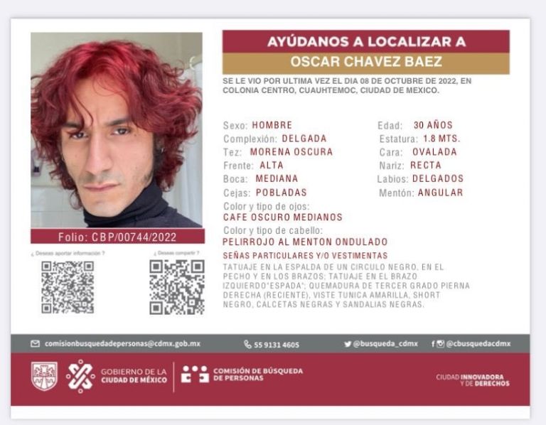 En la imagen, ficha de búsqueda del fotógrafo Óscar Ch. Foto: Twitter