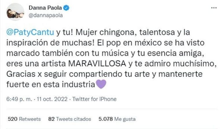 Tuit de Danna Paola