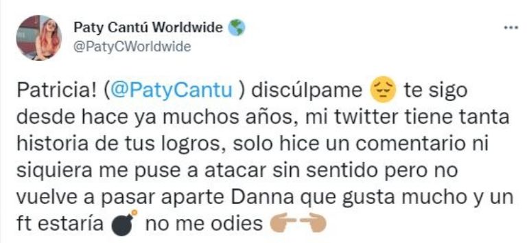 Paty Cantú Wolrdwide se disculpa
