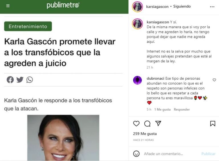 Karla Sofía Gascón confronta a sus detractores