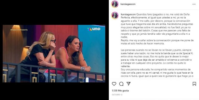 Karla Sofía Gascón arremete contra Lorena Herrera