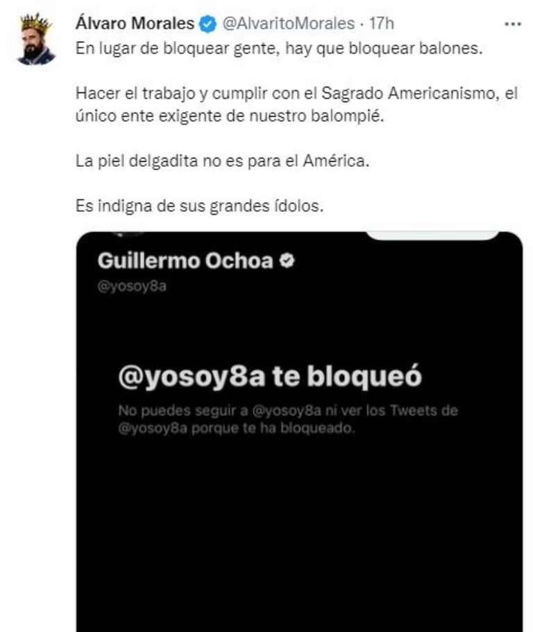 Memo Ochoa bloquea a Álvaro Morales