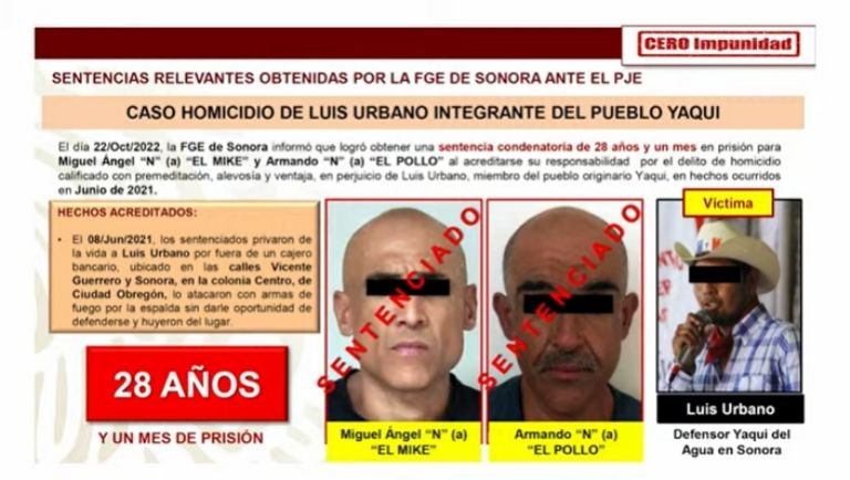 Informan sobre sentencias a homicidas de activista Yaqui. Foto: Gobierno de México