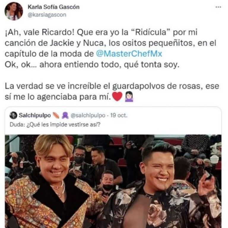 Karla Sofía Gascón crítica a Ricardo Peralta
