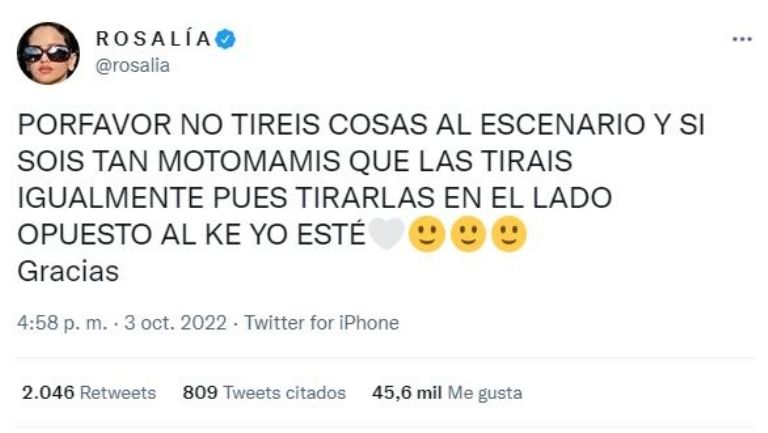 Tuit de Rosalía 