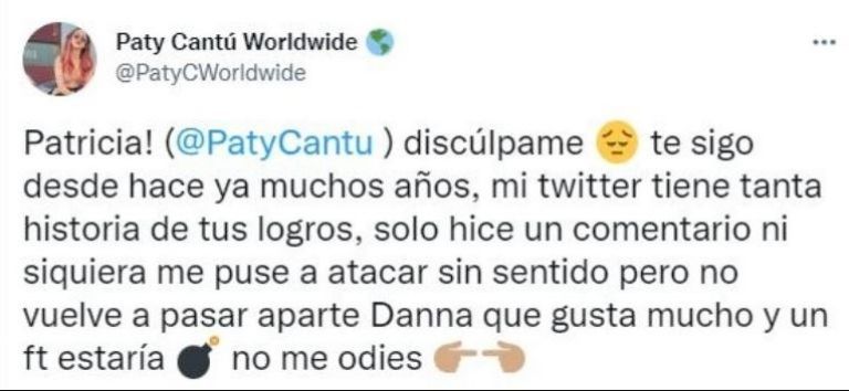Tuit de Paty Cantú Wolrdwide