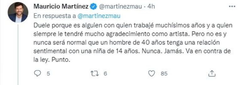 Tuit de Mauricio Martínez