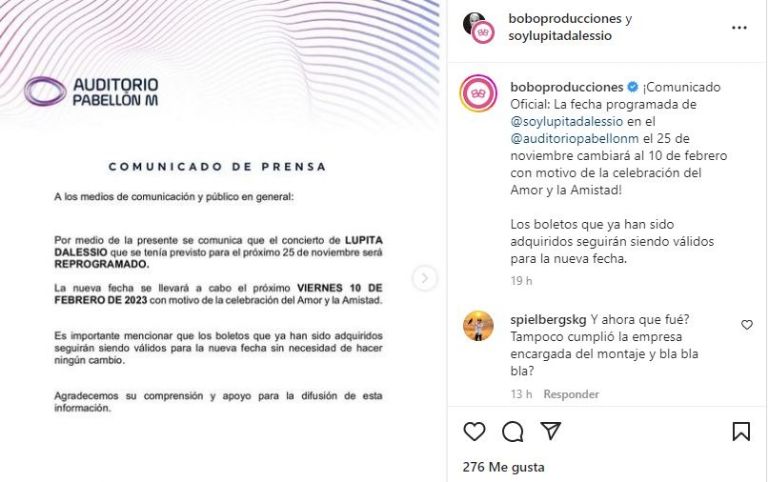 Cancelan concierto de Lupita D'Alessio