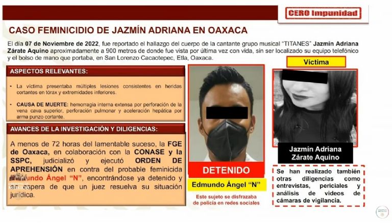 SSPC informa sobre el feminicidio de Jazmín Zárate. Foto: Gobierno de México
