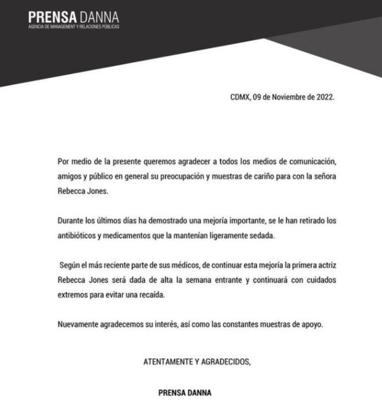 comunicado de Rebecca