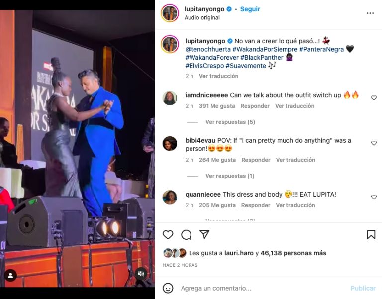 Tenoch Huerta y Lupita Nyong’o