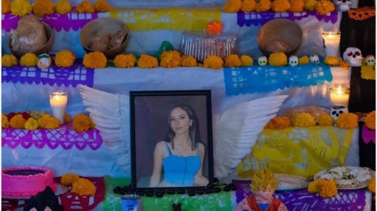 En la imagen, la ofrenda de Debanhi Escobar, víctima de feminicidio. Foto: Internet