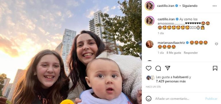 Irán Castillo y sus hijos