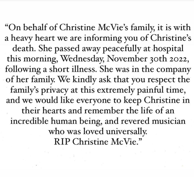 Facebook de Christine McVie