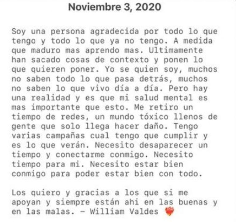 William anunció su retiro