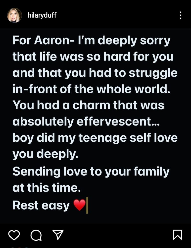 Hilary Duff habla sobre su expareja Aaron Carter (Q.E.P.D.) Foto: Internet