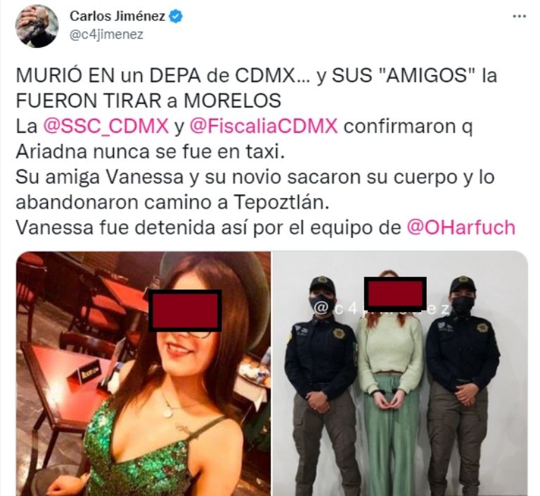 Feminicidio CDMX. Foto: Twitter