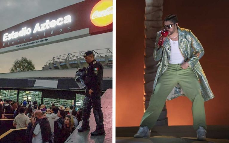 Personas no lograron ingresar al concierto de Bad Bunny en CDMX. Foto: Twitter
