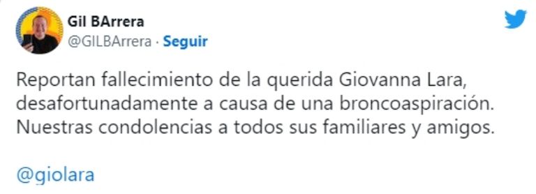 Reportan muerte de Giovanna Lara, exdirectora de Bandamax. Foto: Twitter