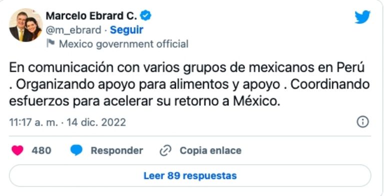Tuit Marcelo Ebrard 