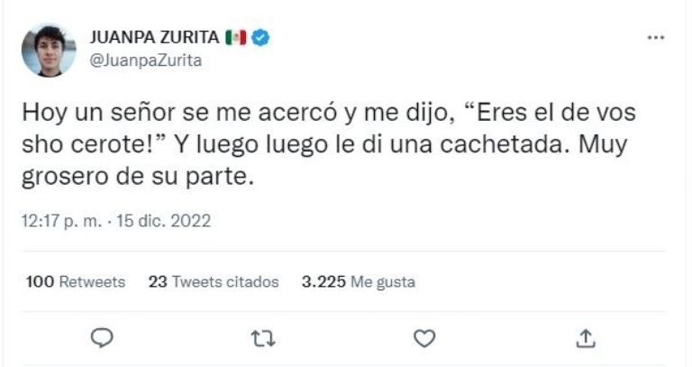 Tuit de Juanpa Zurita