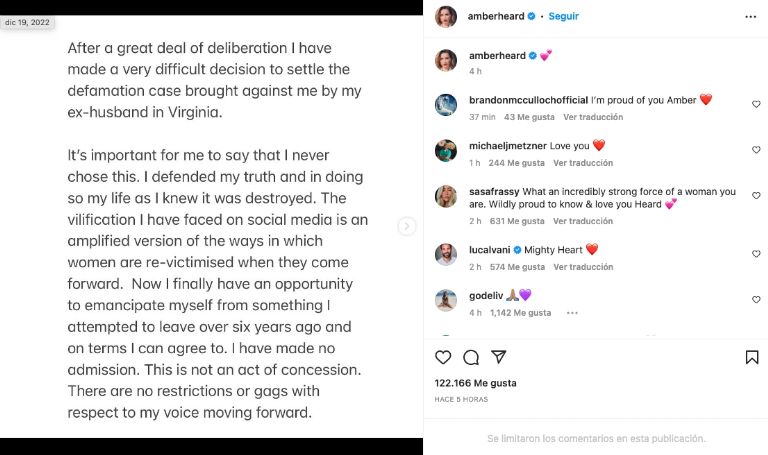 Comunicado Amber Heard 