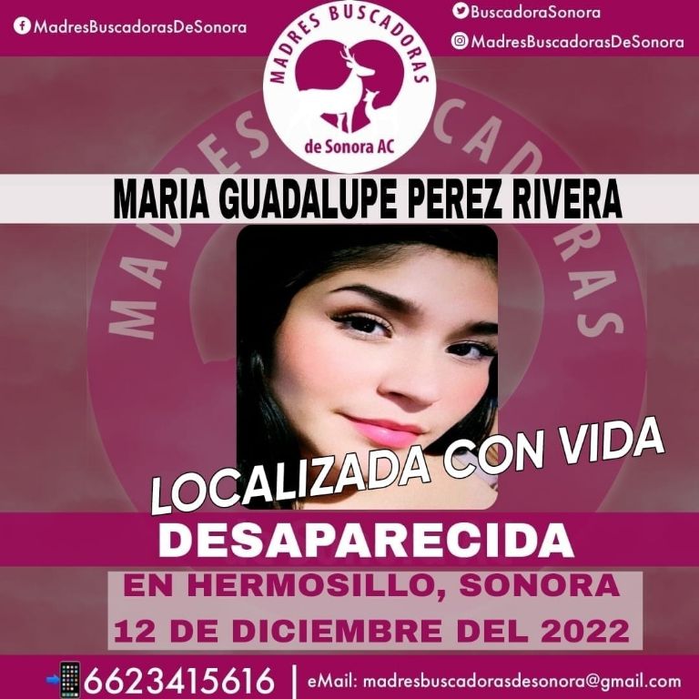 La ficha de María Guadalupe Pérez Rivera