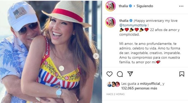 Mensaje de Thalía a Tommy Mottola