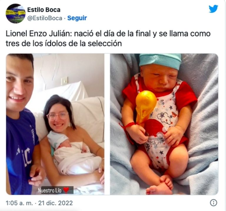 Bebé con el nombre de Messi 