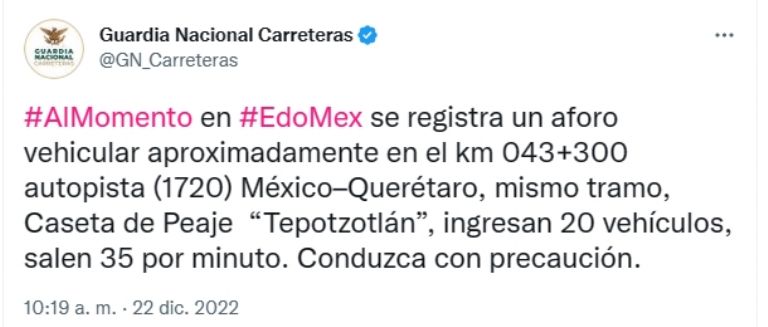 Autoridades se movilizaron por un bloqueo en la autopista México-Querétaro. Foto: Twitter