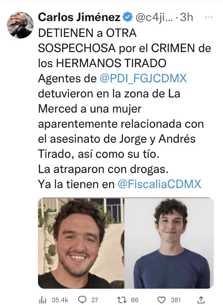 Asesinato de los hermanos Tirado en CDMX. Foto: Twitter