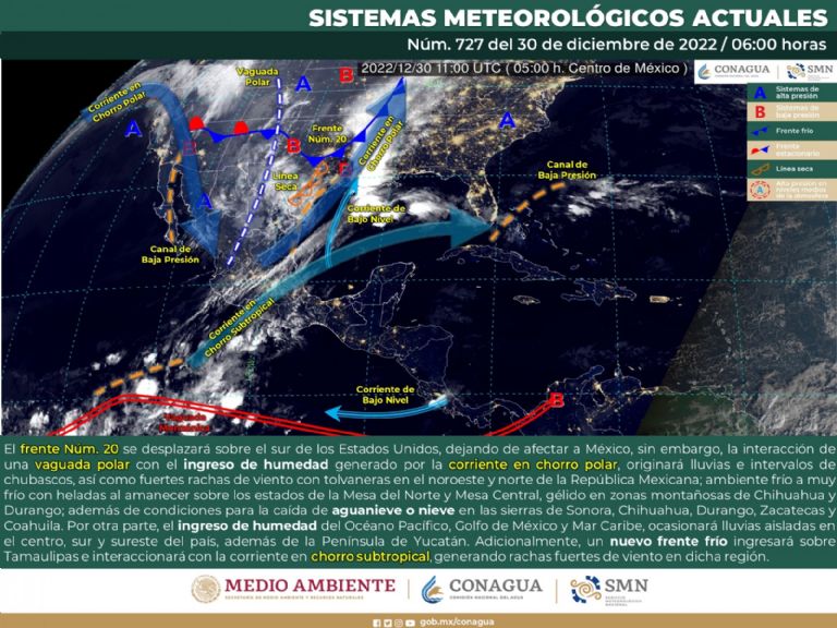 Frente Frío N°20 se va de México. Foto: Conagua