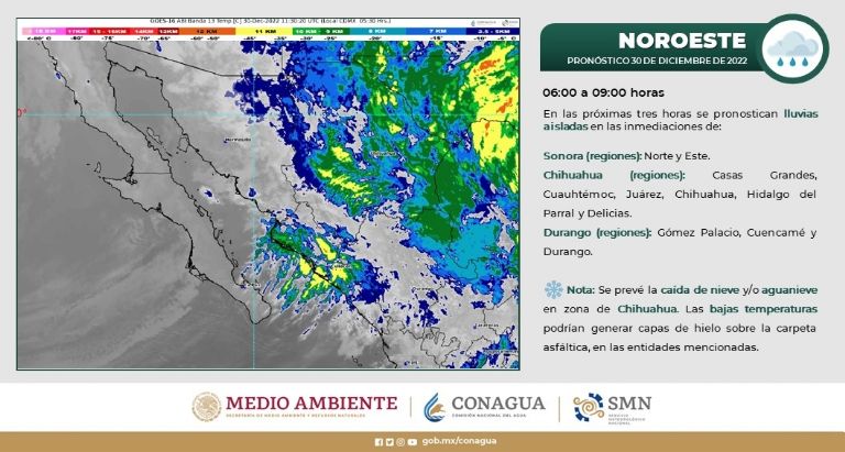 Pronóstico del clima para Sonora este viernes 30 de diciembre. Foto: Conagua