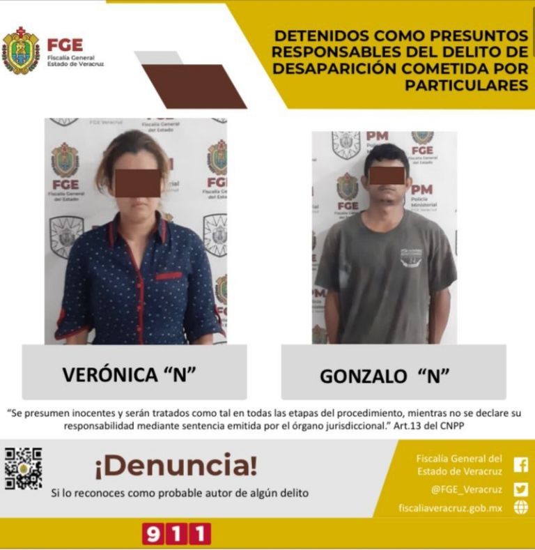 Autoridades detuvieron a dos probables involucrados en el feminicidio de Rosa Icela, ocurrido en Veracruz. Foto: Twitter