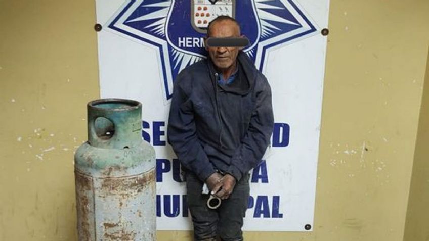 Arrestan a un hombre de la tercera edad por robar cilindro de gas en Hermosillo